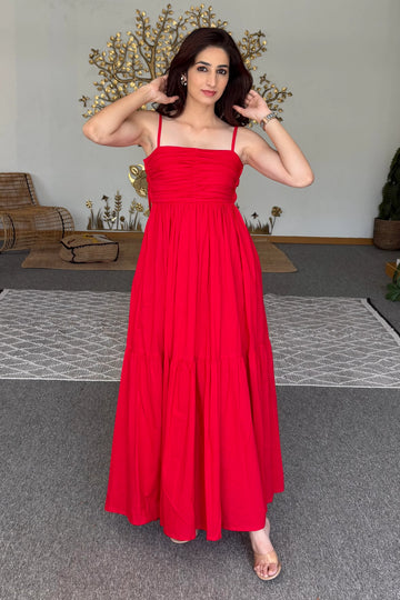 Red Strap Cotton Dress