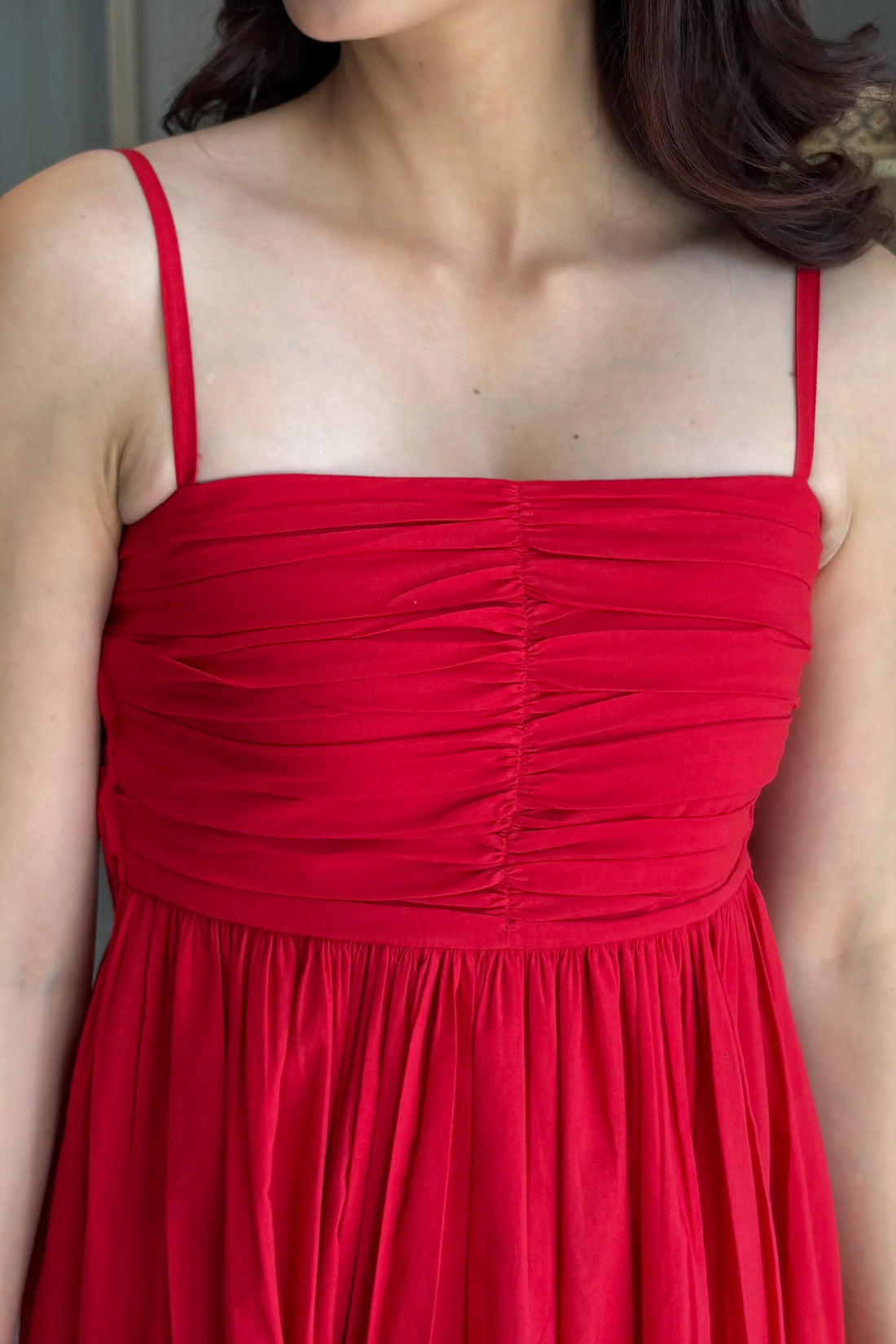 Red Strap Cotton Dress
